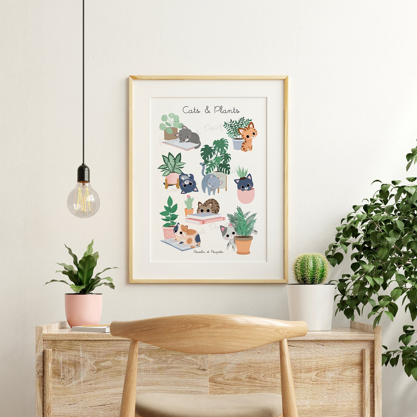 AFFICHE-CHATS ET PLANTES