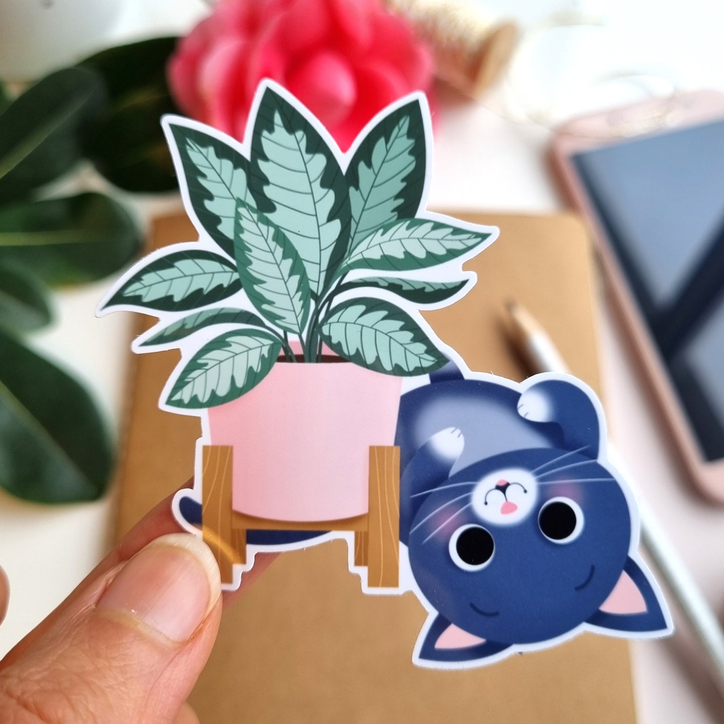 STICKERS VINYLE  - CHATS ET PLANTES