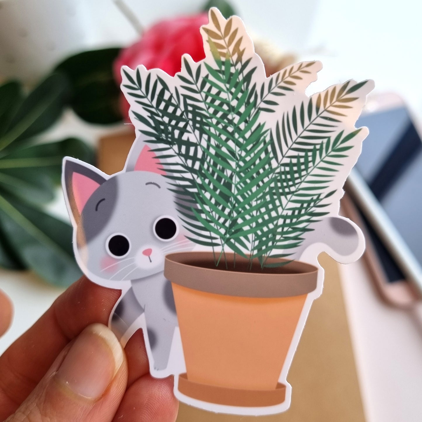 STICKERS VINYLE  - CHATS ET PLANTES