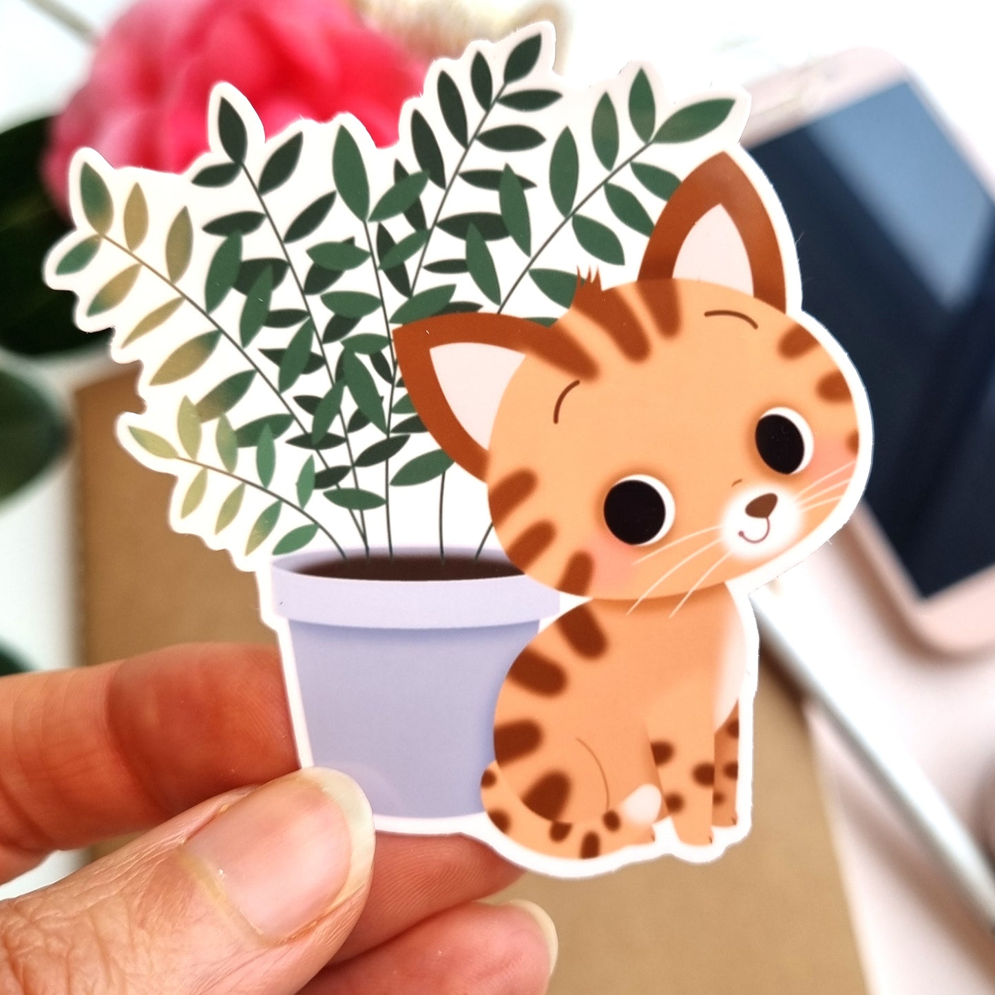 STICKERS VINYLE  - CHATS ET PLANTES