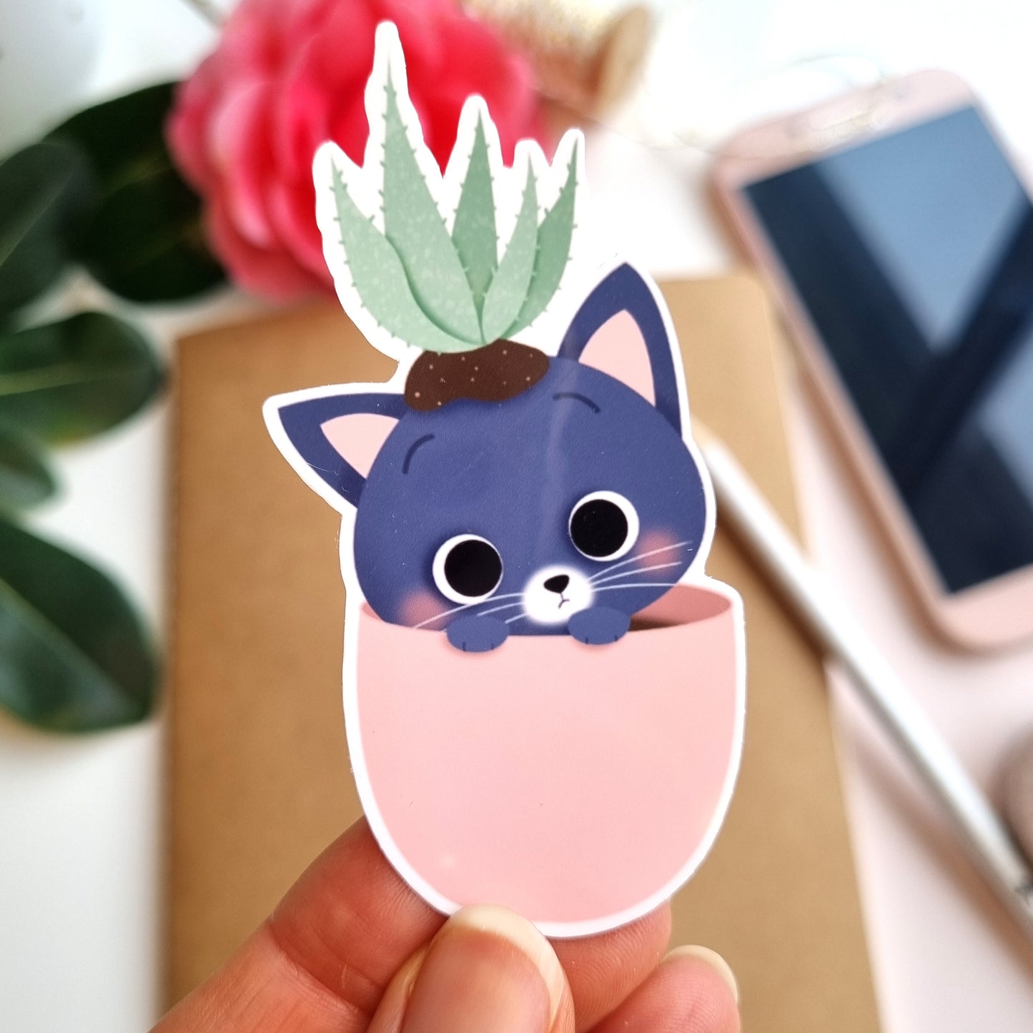 STICKERS VINYLE  - CHATS ET PLANTES